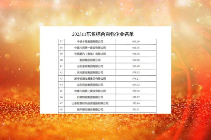 位列第43位！拼搏在线官方网站-拼搏（中国）
能源入选2023山东企业百强名单