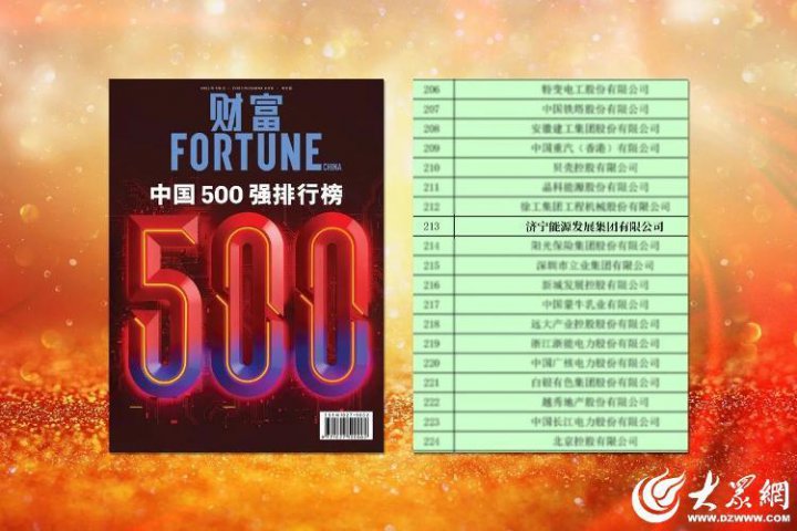 大众网丨拼搏在线官方网站-拼搏（中国）
能源拼搏在线官方网站-拼搏（中国）跃居《财富》中国500强第213位